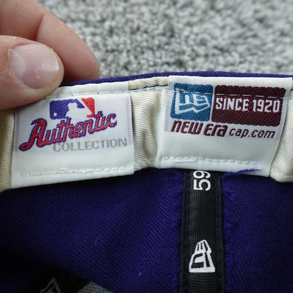 VTG Chicago Cubs Hat Cap Fitted Mens 7 Blue MLB Baseball New Era Wool 90s USA - Picture 8 of 11